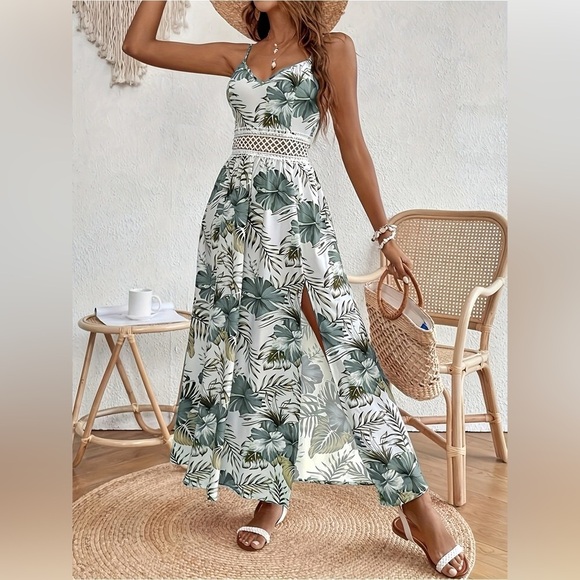 Slit Printed V-Neck Cami Dress - Picture 3 of 3